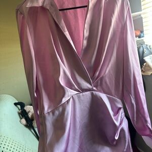 Zara Pink Satin Wrap-Style Chemise